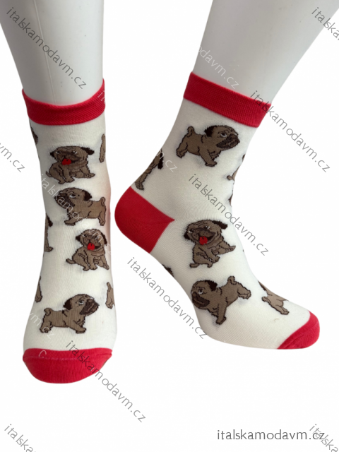 Ponožky veselé psíky dámske (35-37, 38-40) POLSKÁ MÓDA DPP22114/DR