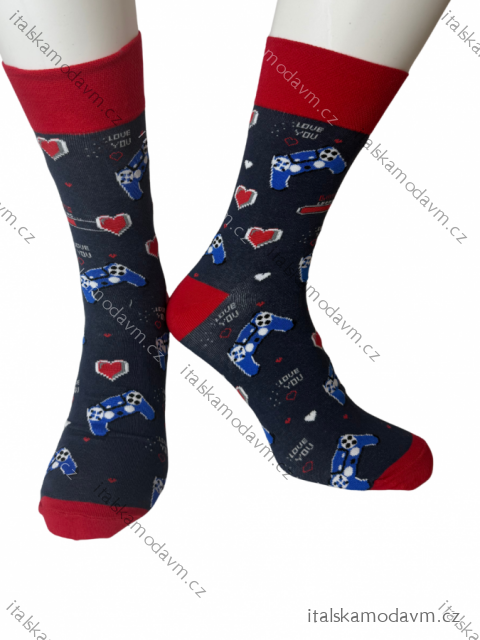 Ponožky veselé obrázkové slabé pánske herní  (41-43,44-46) POLSKÁ MODA DPP250819/DR