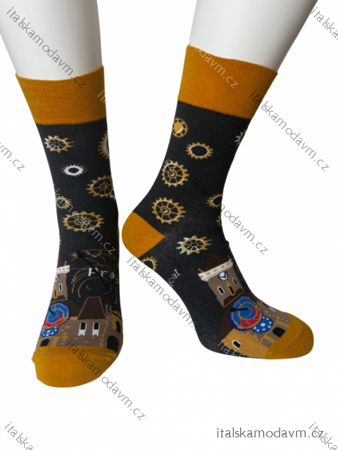 Ponožky veselé praha pánske (,41-43,44-46) POLSKÁ MÓDA DPP23011/DR  žlutá