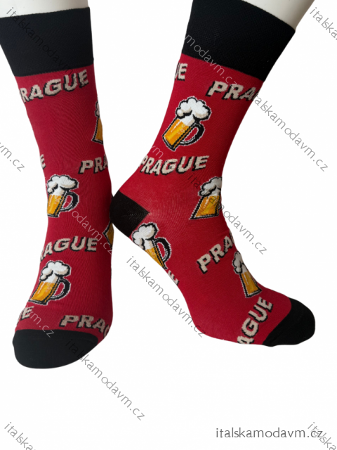 Ponožky veselé pivo praha pánské (41-43, 44-46) POLSKÁ MÓDA DPP22500 44-46 červená