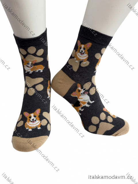 Ponožky členkové slabé veselé pre psíčkarov dámske (36-38) POLSKÁ MÓDA DPP250830/DR