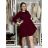 Šaty úpletové teplé dlhý rukáv dámske LUCY (S/M/L ONE SIZE) TALIANSKA MÓDA IMD23564/DR S/M/L vínová