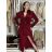 Šaty elegantní dlouhý rukáv dámský (S/M/L ONE SIZE) italská móda  IMWMY251116/DU S/M/L vínová