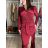 Šaty elegantní dlouhý rukáv dámský (S/M/L ONE SIZE) italská móda  IMWMY251116/DU S/M/L vínová