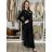 Šaty elegantné dlouhý rukáv dámske (S/M/L ONE SIZE) TALIANSKA MÓDA IMWKH2511111/DU S/M/L čierna