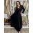 Šaty elegantné dlouhý rukáv dámske (S/M/L ONE SIZE) TALIANSKA MÓDA IMWKH2511111/DU S/M/L čierna