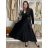 Šaty elegantné dlouhý rukáv dámske (S/M/L ONE SIZE) TALIANSKA MÓDA IMWKH2511111/DU S/M/L čierna