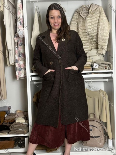 Kabát flaušový baránkový dlhý rukáv dámsky (M/L/XL ONE SIZE) TALIANSKA MÓDA IMD25238/DU