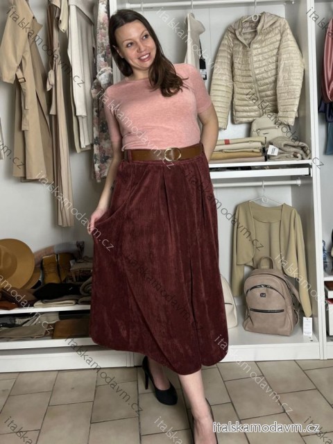 Sukňa manžestrová s páskem dámska (S/M/L ONE SIZE) TALIANSKA MÓDA IMPLU2552123/DU