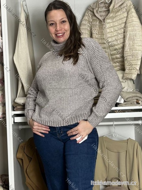 Sveter s rolákem ženilkový dlhý rukáv dámsky AGYS (M/L-XL/2XL) AMBITIONFLY AMB25N372T/DUR XL/2XL šedá