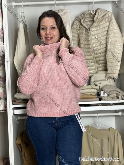 Svetr s rolákem ženilkový dlouhý rukáv dámský AGYS (M/L-XL/2XL) AMBITIONFLY AMB25N372T/DUR XL/2XL růžová