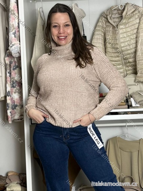 Svetr s rolákem ženilkový dlouhý rukáv dámský AGYS (M/L-XL/2XL) AMBITIONFLY AMB25N372T/DUR XL/2XL béžová