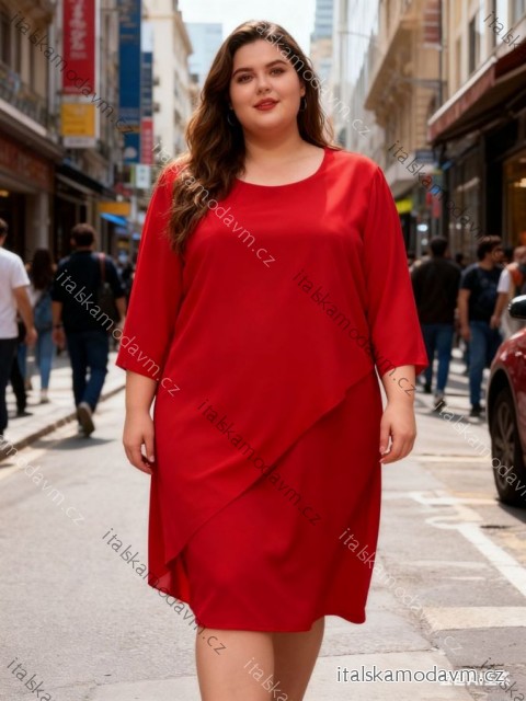 Šaty elegantný 3/4 dlhý rukáv dámske nadrozmer (46/48/50 ONE SIZE) TALIANSKA MÓDA IM425831