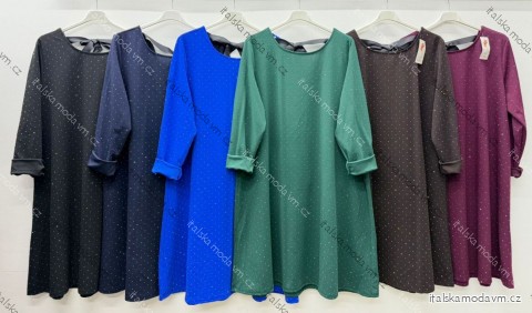 Šaty elegantné teplé dlhý rukáv dámske nadrozmer (52/54/56 ONE SIZE) TALIANSKA MÓDA IM425832
