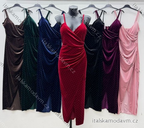 Šaty spoločenské trblietavé na ramienka dámske (S/M/L ONE SIZE) TALIANSKA MÓDA IM425839