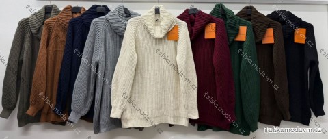 Sveter pletený s rolákom dlhý rukáv dámsky nadrozmer (46/48/50 ONE SIZE) TALIANSKA MÓDA IM425856