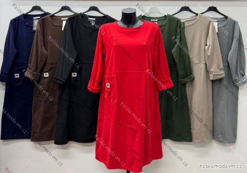 Šaty teplé dlouhý rukáv dámské nadrozměr (46/48/50 ONE SIZE) ITALSKÁ MÓDA IM425862