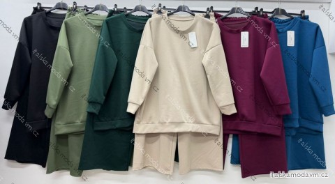 Súprava tepláková mikina dlhý rukáv a nohavice dámske nadrozmer (50/52/54 ONE SIZE) TALIANSKA MÓDA IM425868