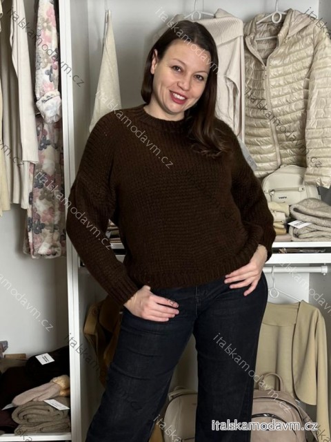 Sveter pletený oversize dlhý rukáv dámsky (M/L/XL ONE SIZE) TALIANSKA MODA IMWKA259910/DU
