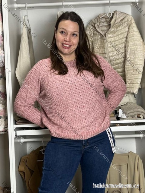 Sveter pletený dlhý rukáv dámsky AGY (M/L-XL/2XL) AMBITIONFLY AMB25N410T/DUR M / L růžová světlá