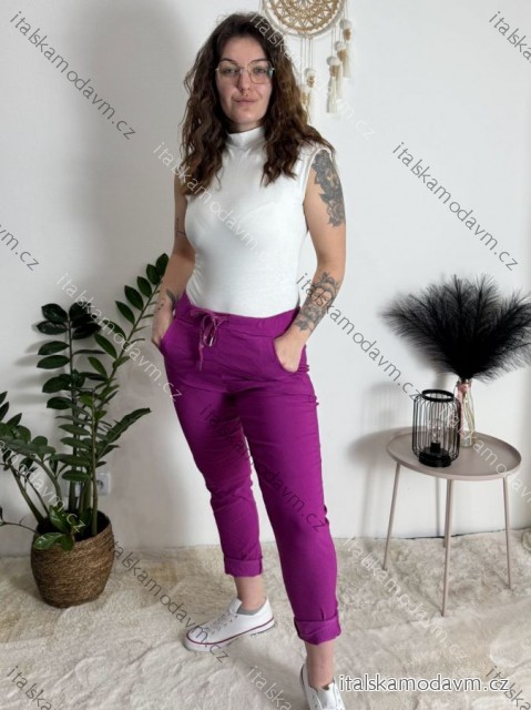 Nohavice strečové dlhé dámske PANTALONE  (S/M/L ONE SIZE) IMPOZ25LV-6318/DUR fuchsiová S/M/L