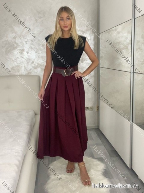 Šaty s opaskom krátky rukáv dámske (S/M/L ONE SIZE) TALIANSKA MÓDA IMM25M5898