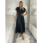 Šaty dlhé elegantné krátký rukáv dámske (S/M/L ONE SIZE) TALIANSKA MÓDA IMPLU2527434/DU S/M/L čierna