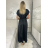 Šaty dlhé elegantné krátký rukáv dámske (S/M/L ONE SIZE) TALIANSKA MÓDA IMPLU2527434/DU S/M/L čierna