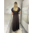 Šaty dlouhé elegantní krátký rukáv dámské (S/M/L ONE SIZE) ITALSKÁ MÓDA IMPLU2527434/DU S/M/L hnědá