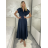 Šaty dlhé elegantné krátký rukáv dámske (S/M/L ONE SIZE) TALIANSKA MÓDA IMPLU2527434/DU S/M/L tmavo modrá
