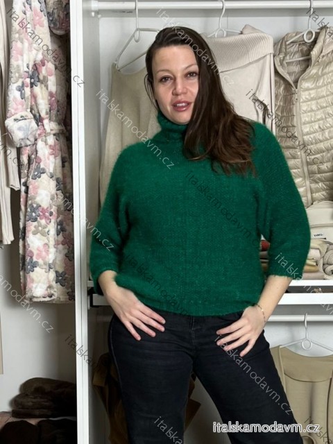 Sveter teplý s rolákem oversize dlhý rukáv dámsky (M/L/XL ONE SIZE) TALIANSKA MODA IMWCT251111/DU M/L/XL zelená