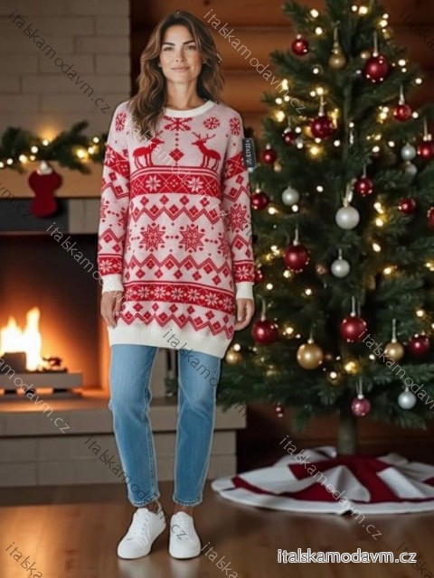 Šaty teplé pletené vianočný dlhý rukáv dámske (S/M/L ONE SIZE) TALIANSKA MÓDA IMD22980