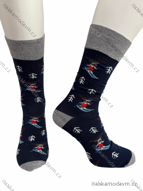 Ponožky veselé vánoční pánské (39-46) POLSKÁ MÓDA DPP250836/DR 42-46 šedá