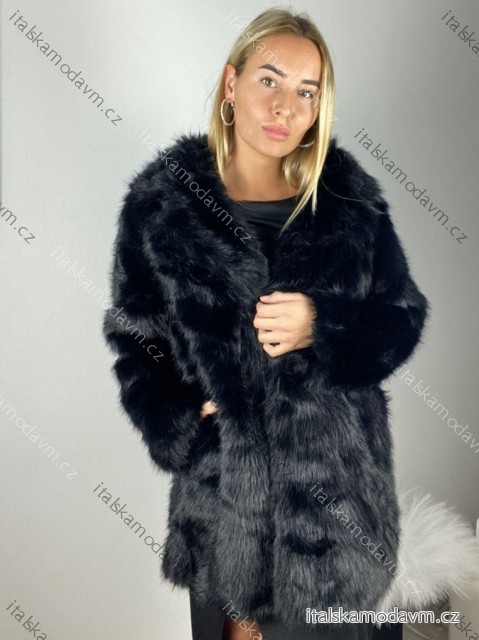 Kabátik kožuch chlpatý zimný dlhý rukáv dámsky (S/M/L ONE SIZE) TALIANSKA MÓDA IMSM25HTW-1340/DUR