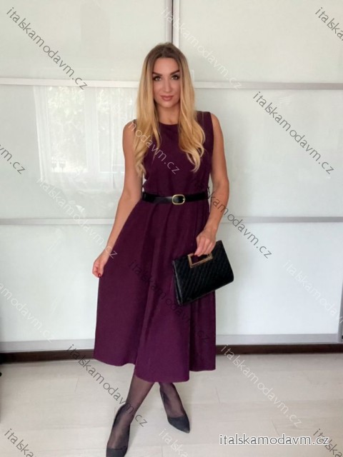 Šaty dlhé elegantné bez rukávov dámske (S/M ONE SIZE) TALIANSKA MÓDA IMPDY25MDUE24796/DUR tmavofialová S/M/L