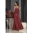 Šaty dlouhé elegantní třpytivé na ramínka dámské (32-42) POLSKÁ MÓDA PMLEL250MARINA3 tmavo červená 38