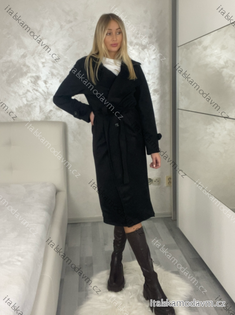 Kabát dlhý slabý s opaskom dlhý rukáv dámsky (S/M/L ONE SIZE) TALIANSKA MÓDA IMWC251111/DU
