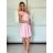 Šaty krátky rukáv spoločenské dámske (S/M ONE SIZE) TALIANSKA MÓDA IMHMS244350/DU -   ružová baby -   S / M