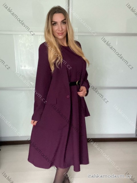 Sako dlouhý rukáv dámské (S/M ONE SIZE) ITALSKÁ MÓDA IMPDY25MDUE992043/DU -   vínová -   S/M