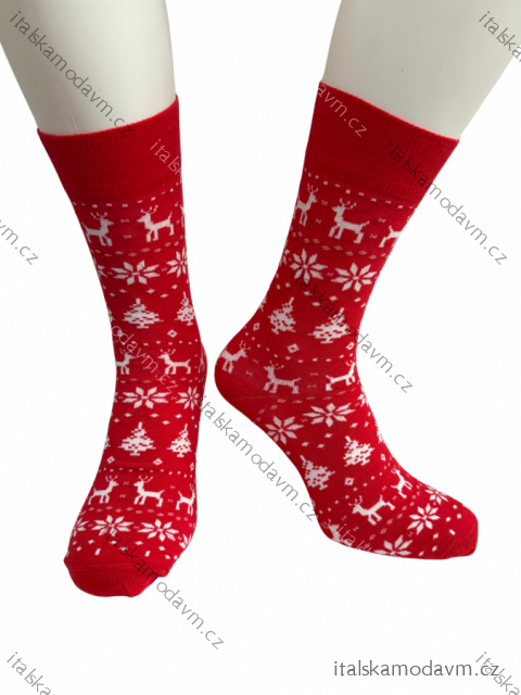 Ponožky veselé vianočné pánske (38-46) POLSKÁ MÓDA DPP21438/DR 38-41 červená