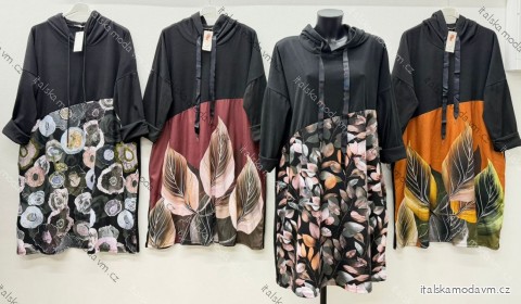 Šaty mikinové teplé dlhý rukáv dámske nadrozmer (54/56/58 ONE SIZE) TALIANSKA MÓDA IM425885
