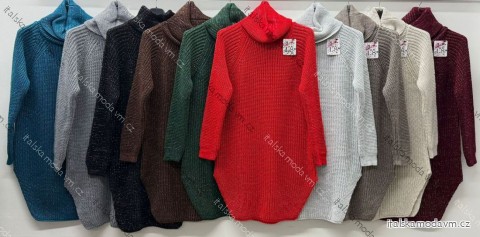 Sveter pletený s rolákom dlhý rukáv dámsky nadrozmer (44/46/48 ONE SIZE) TALIANSKA MÓDA IM425889