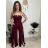 Overal dlouhý elegantní carmen na ramínka dámský (XS/S/M ONE SIZE) ITALSKÁ MÓDA IMWHP25956/DUR hnědá XS/S/M