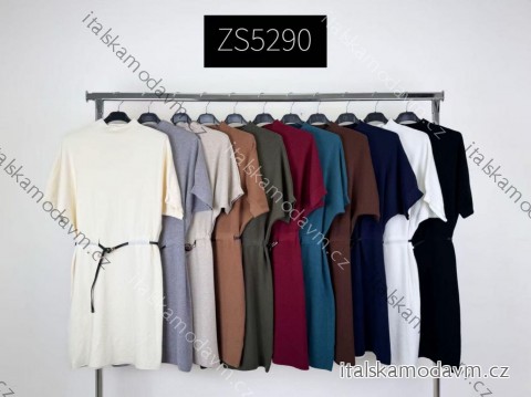 Šaty krátke teplé s opaskom krátky rukáv dámske (XS/S/M ONE SIZE) TALIANSKA MÓDA IMM25MZS5290