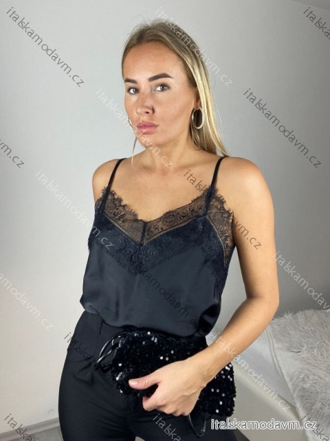 Tílko na ramínka dámské (S/M/L ONE SIZE) ITALSKÁ MÓDA IMPBB25O8651/DUR S/M/L Černá