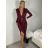 Šaty elegantný dlhý rukáv dámske (S/M/L ONE SIZE) TALIANSKA MÓDA IMM25M42722/DUR -   vínová -   S/M/L