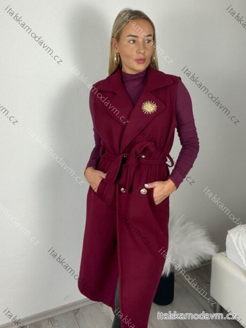 Vesta flaušová  bez rukávů dámská (S/M/L ONE SIZE) ITALSKÁ MÓDA IMPVN251112/DU S/M/L vínová