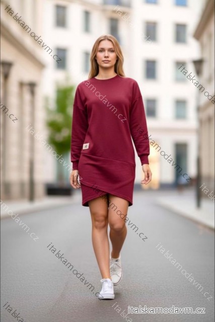 Šaty krátke teplé dlhý rukáv dámske nadrozmer (46/48/50 ONE SIZE) TALIANSKA MÓDA IMD22980