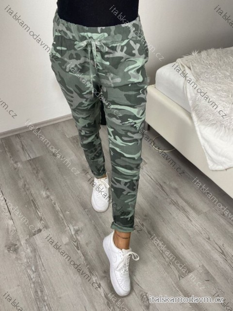 Nohavice dlhé dámske maskáč (S/M/L ONE SIZE) TALIANSKA MÓDA IMPLI248115A/DUR -   zelená khaki -   S / M / L