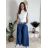 Kalhoty dlouhé letní riflové s páskem dámské PALAZZO (S/M/L ONE SIZE) ITALSKÁ MÓDA IMWCL251061/DUR tmavo modrá S/M/L
